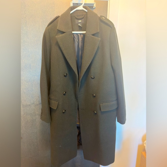 *NEW* H&M/Dark Green long trench coat - Picture 1 of 5
